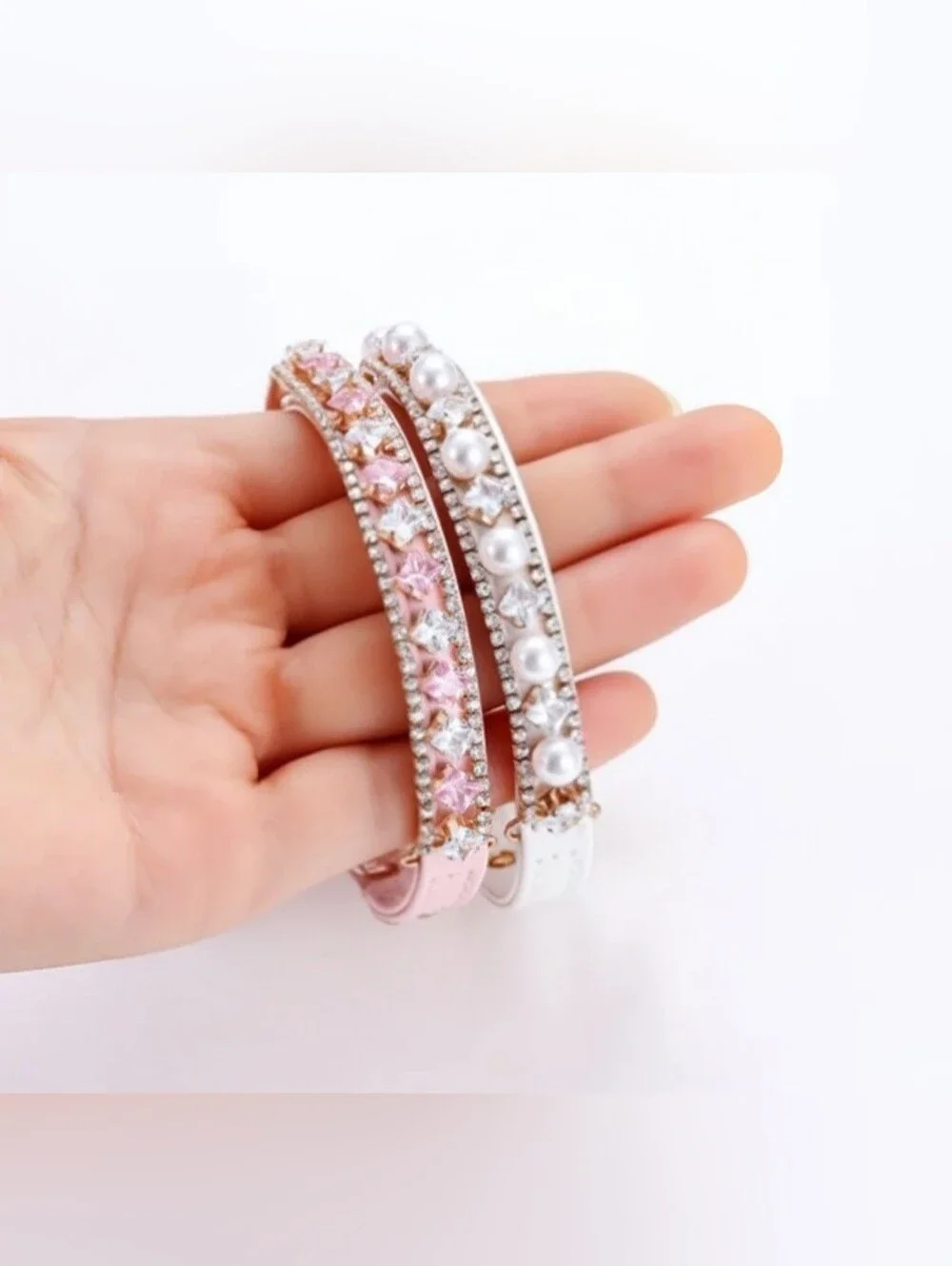 Stunning Rhinestone Pink Adjustable Dog Or Cat Collar - XS